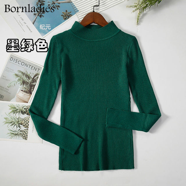 Bornladies Autumn Winter Basic Turtleneck Knitting Bottoming Warm Sweaters 2022 Women's Pullovers Solid Minimalist Cheap Tops