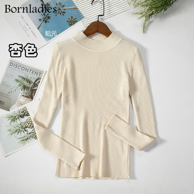 Bornladies Autumn Winter Basic Turtleneck Knitting Bottoming Warm Sweaters 2022 Women's Pullovers Solid Minimalist Cheap Tops