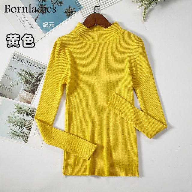 Bornladies Autumn Winter Basic Turtleneck Knitting Bottoming Warm Sweaters 2022 Women's Pullovers Solid Minimalist Cheap Tops