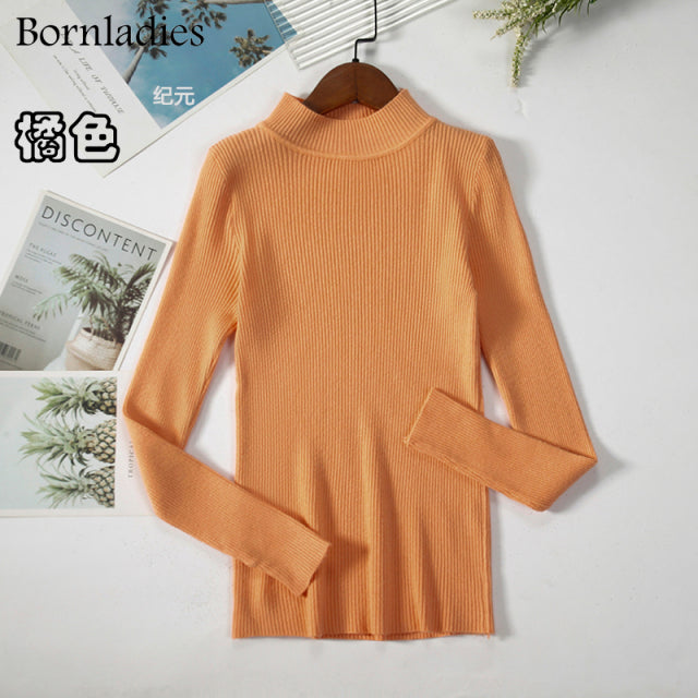 Bornladies Autumn Winter Basic Turtleneck Knitting Bottoming Warm Sweaters 2022 Women's Pullovers Solid Minimalist Cheap Tops