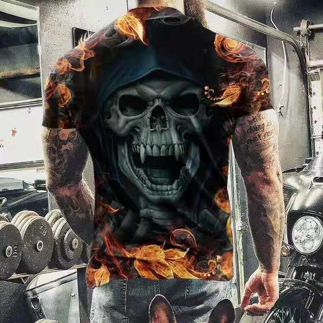 Summer Skulls 3D Print T Shirts For Men Casual O-Neck Short Sleeve Clothes Oversized T-shirts Streetwear Hip Hop Loose Tops Tees