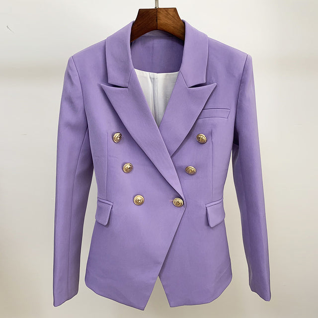 TOP QUALITY New Fashion 2022 Designer Jacket Women's Classic Double Breasted Metal Lion Buttons Blazer Outer Size S-4XL