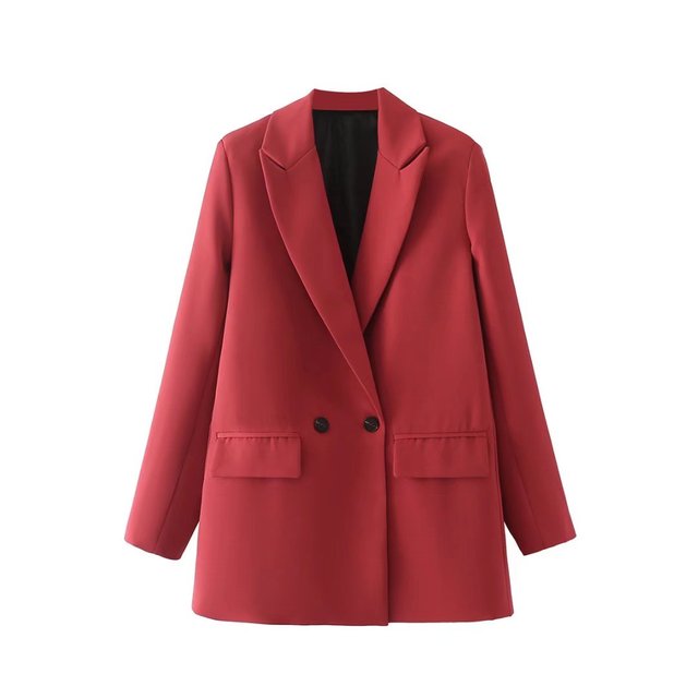 Tangada Women Khaki Blazer Coat Vintage Notched Collar Pocket 2022 Fashion Female Casual Chic Tops DA02