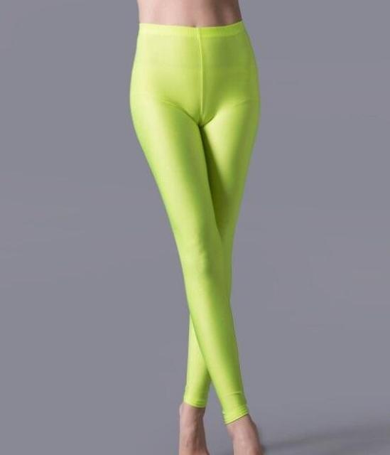 VISNXGI Women Shiny Gym Pants Fitness Leggings Candy Color Ankle Length Trousers Solid Fluorescent Spandex Elastic New Bottom