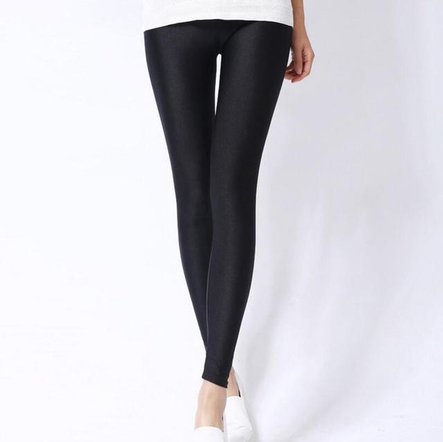 VISNXGI Women Shiny Gym Pants Fitness Leggings Candy Color Ankle Length Trousers Solid Fluorescent Spandex Elastic New Bottom