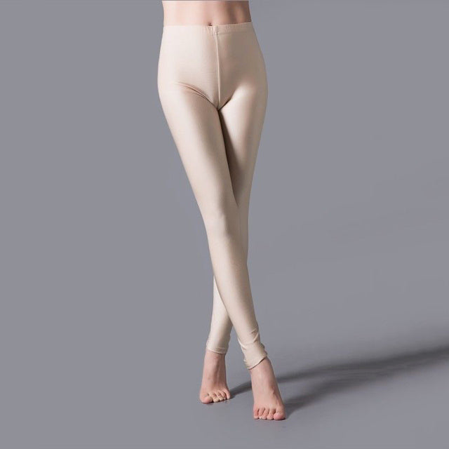 VISNXGI Women Shiny Gym Pants Fitness Leggings Candy Color Ankle Length Trousers Solid Fluorescent Spandex Elastic New Bottom