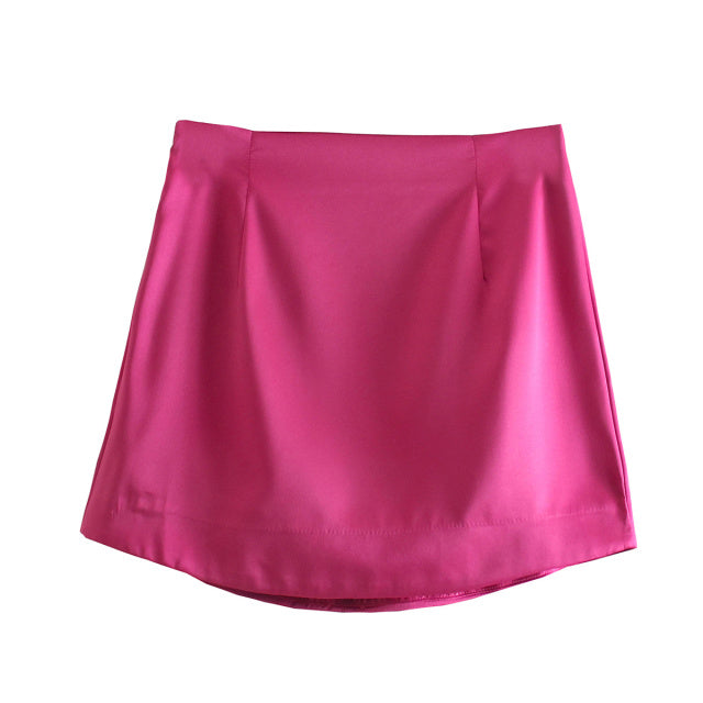 Zevity Women High Street Solid Color Side Zipper Sexy Mini Skirt Faldas Mujer Ladies Light Soft Casual Slim Chic Vestidos QUN765