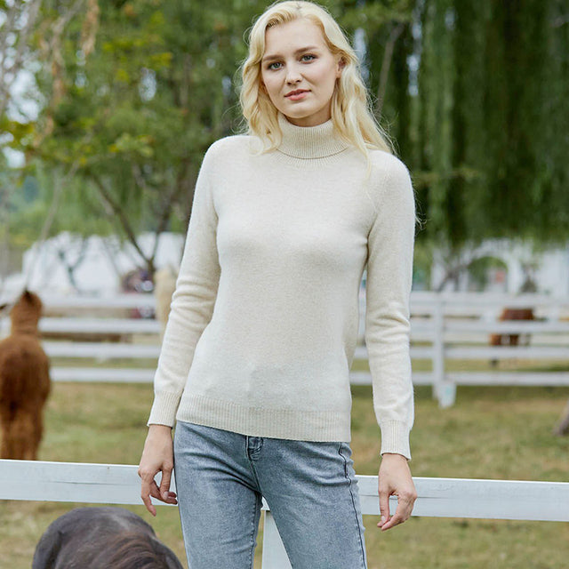 100% Merino Wool Women Turtleneck Sweater 2021 Autumn Winter Warm Soft knitted Pullover Femme Jumper Women Cashmere Sweater