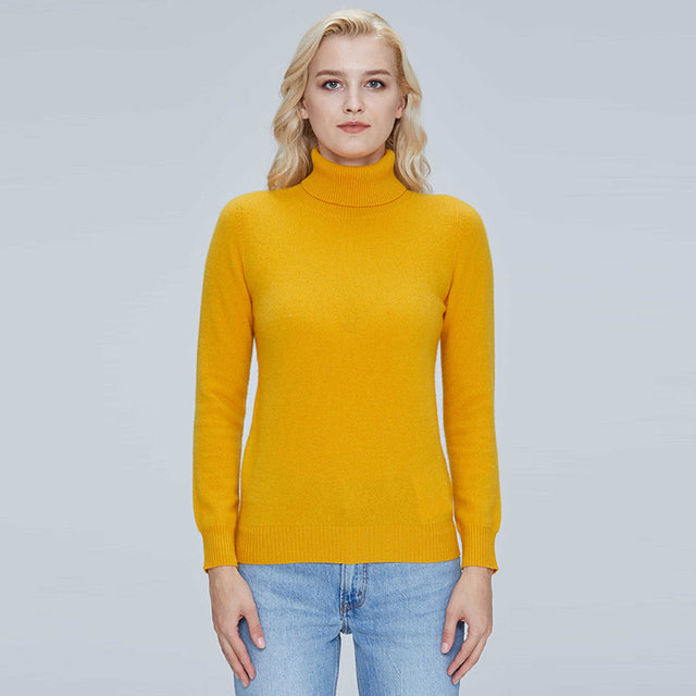 100% Merino Wool Women Turtleneck Sweater 2021 Autumn Winter Warm Soft knitted Pullover Femme Jumper Women Cashmere Sweater