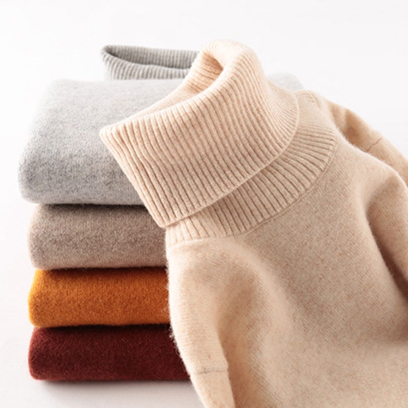 100% Merino Wool Women Turtleneck Sweater 2021 Autumn Winter Warm Soft knitted Pullover Femme Jumper Women Cashmere Sweater