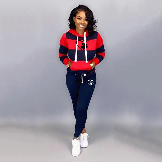 2 Piece Set Spring Autumn Tracksuit Women Sweatshirt Print Hoodies+Pants Sportwear Women&#39;s Sports Suit Hooded Set Hoodies Suit