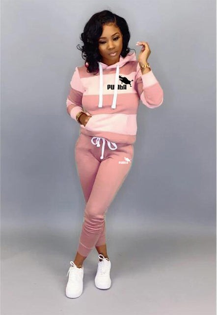 2 Piece Set Spring Autumn Tracksuit Women Sweatshirt Print Hoodies+Pants Sportwear Women&#39;s Sports Suit Hooded Set Hoodies Suit