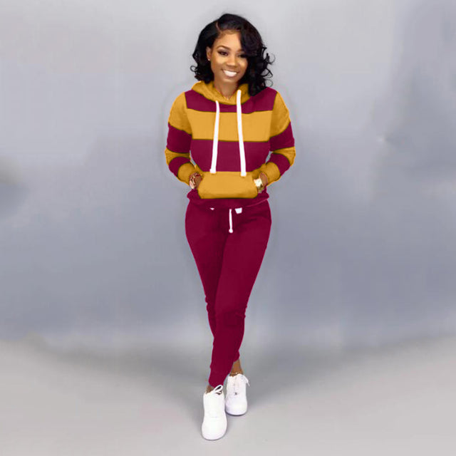 2 Piece Set Spring Autumn Tracksuit Women Sweatshirt Print Hoodies+Pants Sportwear Women&#39;s Sports Suit Hooded Set Hoodies Suit