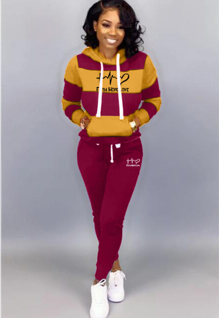 2 Piece Set Spring Autumn Tracksuit Women Sweatshirt Print Hoodies+Pants Sportwear Women&#39;s Sports Suit Hooded Set Hoodies Suit