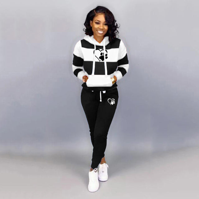 2 Piece Set Spring Autumn Tracksuit Women Sweatshirt Print Hoodies+Pants Sportwear Women&#39;s Sports Suit Hooded Set Hoodies Suit