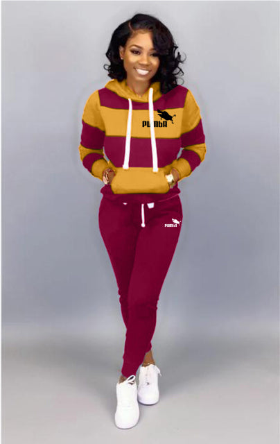 2 Piece Set Spring Autumn Tracksuit Women Sweatshirt Print Hoodies+Pants Sportwear Women&#39;s Sports Suit Hooded Set Hoodies Suit