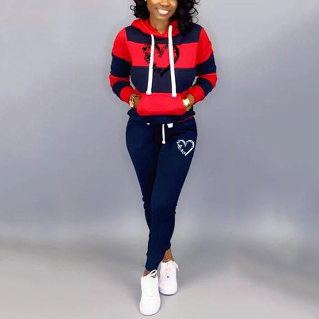 2 Piece Set Spring Autumn Tracksuit Women Sweatshirt Print Hoodies+Pants Sportwear Women&#39;s Sports Suit Hooded Set Hoodies Suit