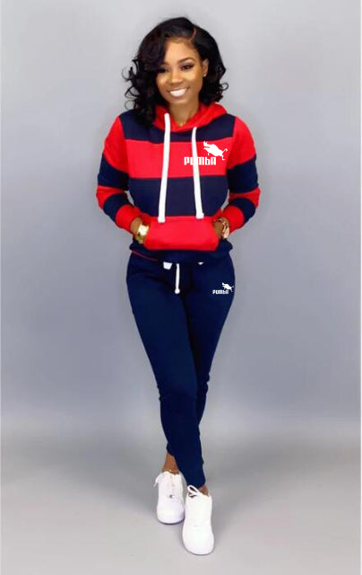 2 Piece Set Spring Autumn Tracksuit Women Sweatshirt Print Hoodies+Pants Sportwear Women&#39;s Sports Suit Hooded Set Hoodies Suit