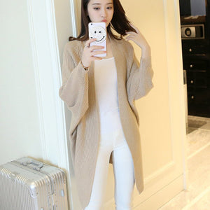 2020 Long Cardigan Women Sweater Autumn Winter Bat Sleeve Knitted Sweater Femme Jacket Loose Ladies Sweaters Cardigans New