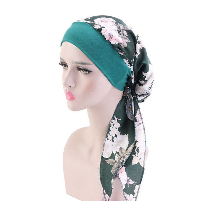 2020 fashion printed flowers women inner hijabs cap muslim head scarf turban bonnet ready to wear ladies wrap under hijab caps