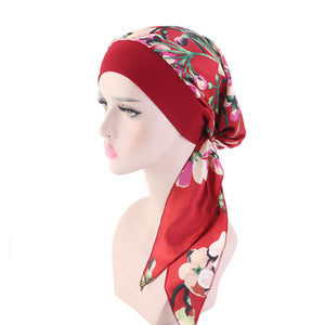 2020 fashion printed flowers women inner hijabs cap muslim head scarf turban bonnet ready to wear ladies wrap under hijab caps