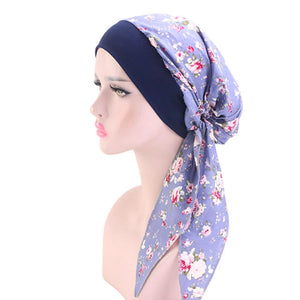 2020 fashion printed flowers women inner hijabs cap muslim head scarf turban bonnet ready to wear ladies wrap under hijab caps