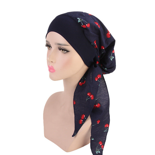 2020 fashion printed flowers women inner hijabs cap muslim head scarf turban bonnet ready to wear ladies wrap under hijab caps