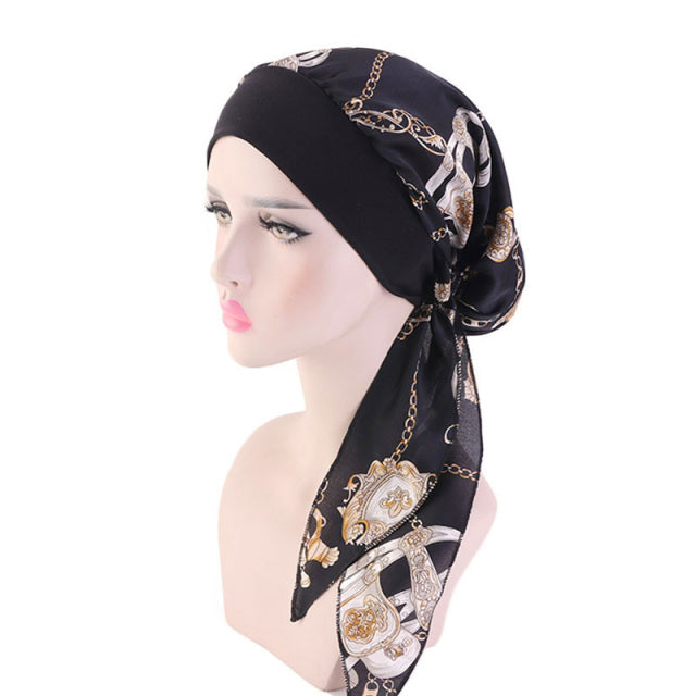 2020 fashion printed flowers women inner hijabs cap muslim head scarf turban bonnet ready to wear ladies wrap under hijab caps