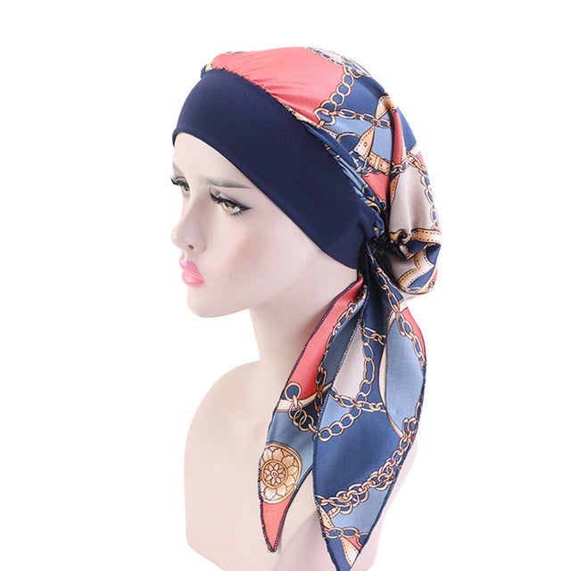 2020 fashion printed flowers women inner hijabs cap muslim head scarf turban bonnet ready to wear ladies wrap under hijab caps