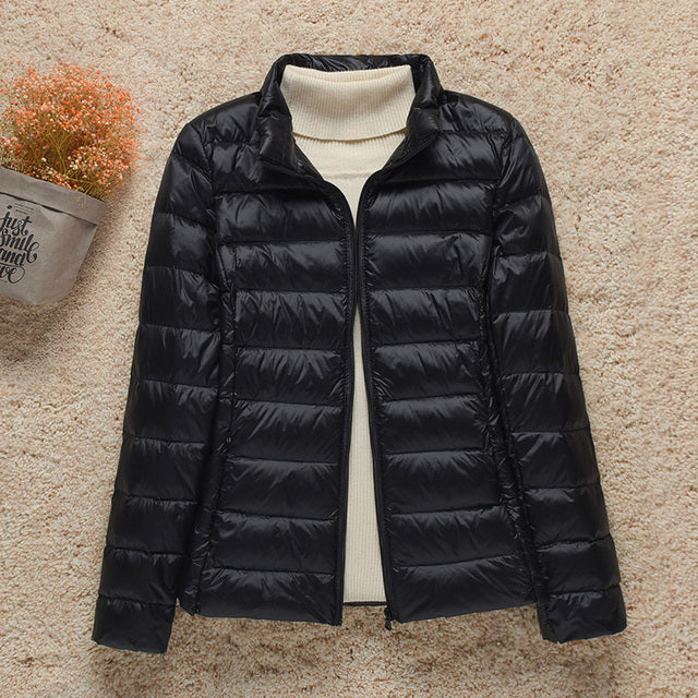 2021 New Women Thin Down Jacket White Duck Down Ultralight Jackets Autumn And Winter Warm Coats Portable Outwear