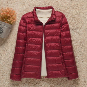 2021 New Women Thin Down Jacket White Duck Down Ultralight Jackets Autumn And Winter Warm Coats Portable Outwear