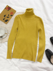 2022 Autumn Winter Thick Sweater Women Knitted Ribbed Pullover Sweater Long Sleeve Turtleneck Slim Jumper Soft Warm Pull Femme