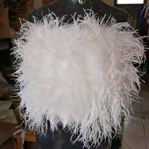 2022 New 100% natural ostrich hair bra underwear women&#39;s fur coat real ostrich fur coat fur mini skirt