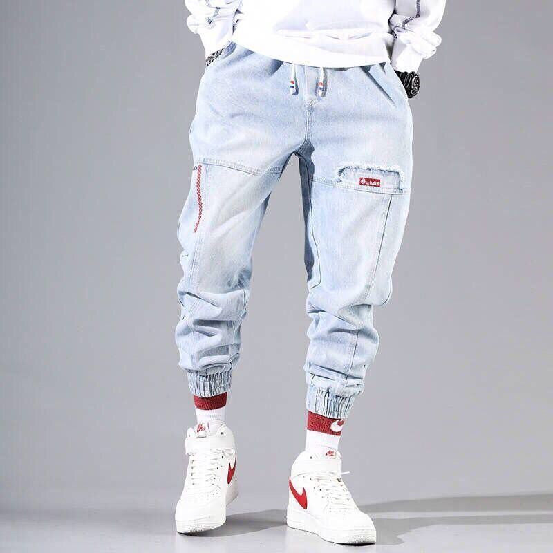 2022 New Streetwear Hip Hop Cargo Pants Men&#39;s Jeans Elastic Harun Joggers In Autumn and Spring Men ClothIng