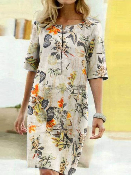 2022 Summer Floral Printed Bohemian Sundress ZANZEA Vintage Cotton Linen Party Short Dress Women Casual Short Sleeve Vestidos 7