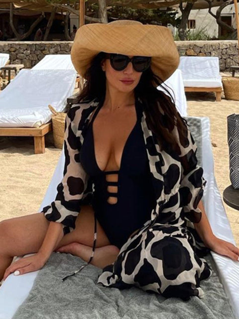 2022 Women Swimsuit Cover Up Sleeve Kaftan Beach Tunic Dress Robe De Plage Solid White Cotton Pareo  High Collar Beachwear