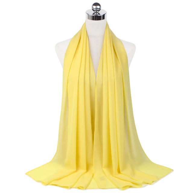 70*180cm Muslim Chiffon Hijab Shawls Scarf Women Solid Color Head Wraps Women Hijabs Scarves Ladies Foulard Femme Muslim Veil