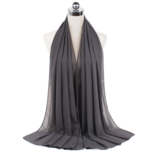 70*180cm Muslim Chiffon Hijab Shawls Scarf Women Solid Color Head Wraps Women Hijabs Scarves Ladies Foulard Femme Muslim Veil