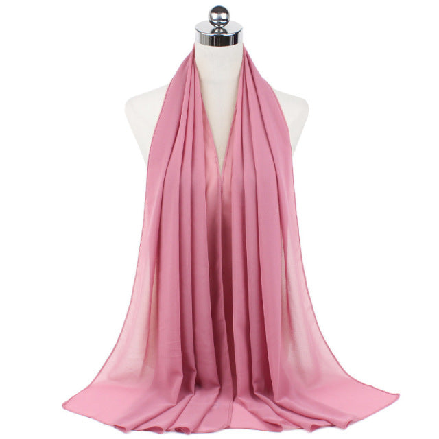 70*180cm Muslim Chiffon Hijab Shawls Scarf Women Solid Color Head Wraps Women Hijabs Scarves Ladies Foulard Femme Muslim Veil