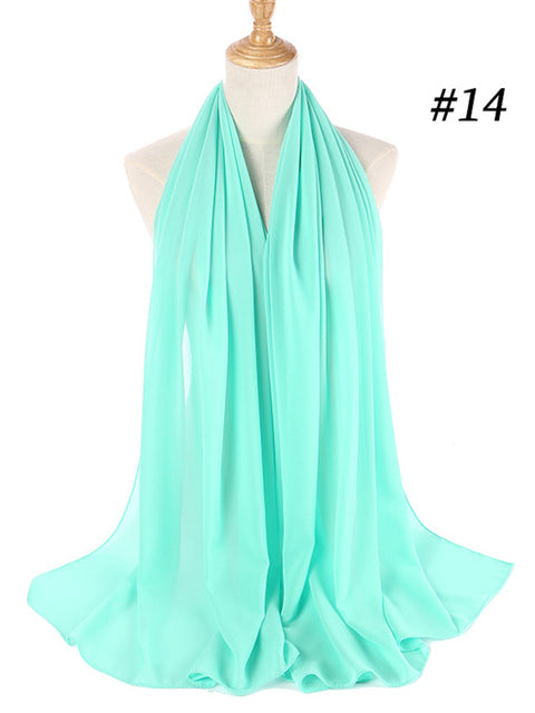 72*175cm Muslim Chiffon Hijab Scarf Shawls Women Solid Color Head Wraps Islamic Hijabs Scarves Ladies Foulard Femme muslim veil