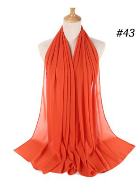 72*175cm Muslim Chiffon Hijab Scarf Shawls Women Solid Color Head Wraps Islamic Hijabs Scarves Ladies Foulard Femme muslim veil