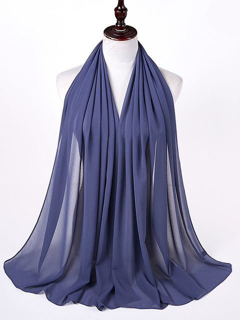 72*175cm Muslim Chiffon Hijab Scarf Shawls Women Solid Color Head Wraps Islamic Hijabs Scarves Ladies Foulard Femme muslim veil