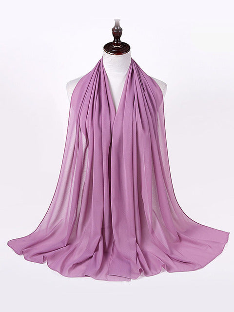 72*175cm Muslim Chiffon Hijab Scarf Shawls Women Solid Color Head Wraps Islamic Hijabs Scarves Ladies Foulard Femme muslim veil