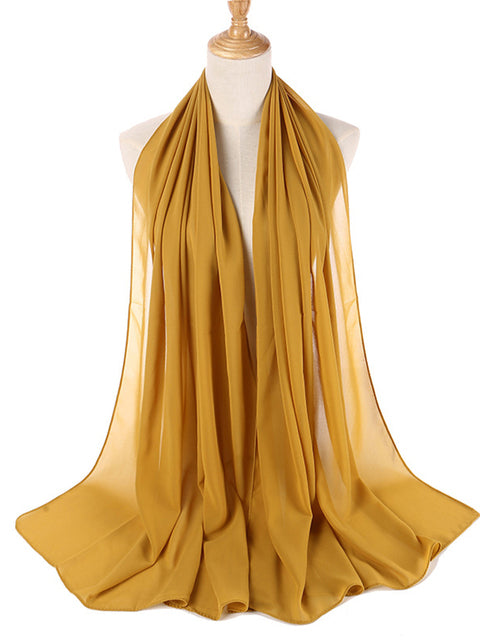 72*175cm Muslim Chiffon Hijab Scarf Shawls Women Solid Color Head Wraps Islamic Hijabs Scarves Ladies Foulard Femme muslim veil