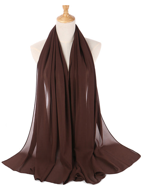 72*175cm Muslim Chiffon Hijab Scarf Shawls Women Solid Color Head Wraps Islamic Hijabs Scarves Ladies Foulard Femme muslim veil