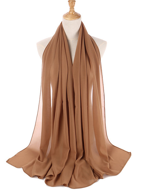 72*175cm Muslim Chiffon Hijab Scarf Shawls Women Solid Color Head Wraps Islamic Hijabs Scarves Ladies Foulard Femme muslim veil