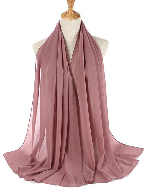 72*175cm Muslim Chiffon Hijab Scarf Shawls Women Solid Color Head Wraps Islamic Hijabs Scarves Ladies Foulard Femme muslim veil