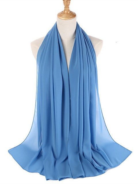 72*175cm Muslim Chiffon Hijab Scarf Shawls Women Solid Color Head Wraps Islamic Hijabs Scarves Ladies Foulard Femme muslim veil