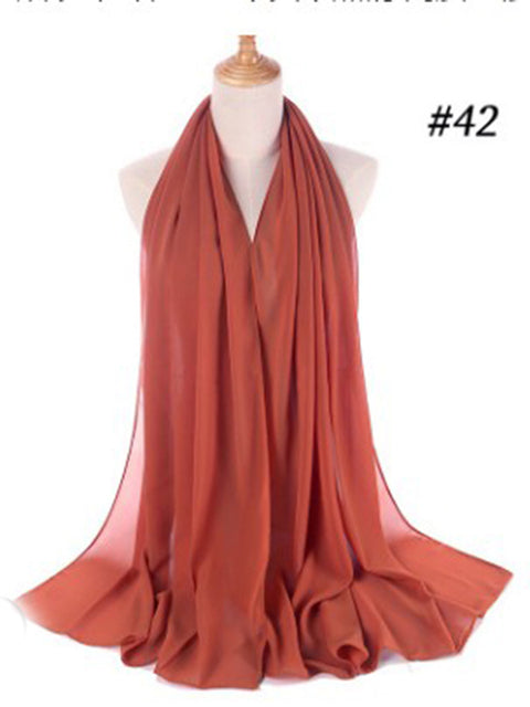 72*175cm Muslim Chiffon Hijab Scarf Shawls Women Solid Color Head Wraps Islamic Hijabs Scarves Ladies Foulard Femme muslim veil