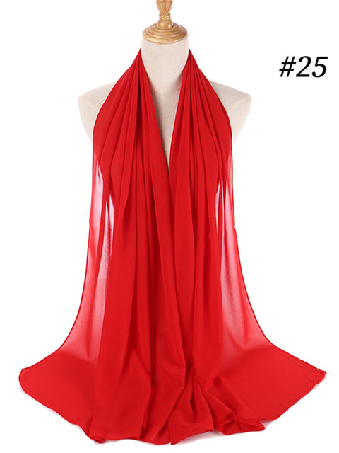 72*175cm Muslim Chiffon Hijab Scarf Shawls Women Solid Color Head Wraps Islamic Hijabs Scarves Ladies Foulard Femme muslim veil